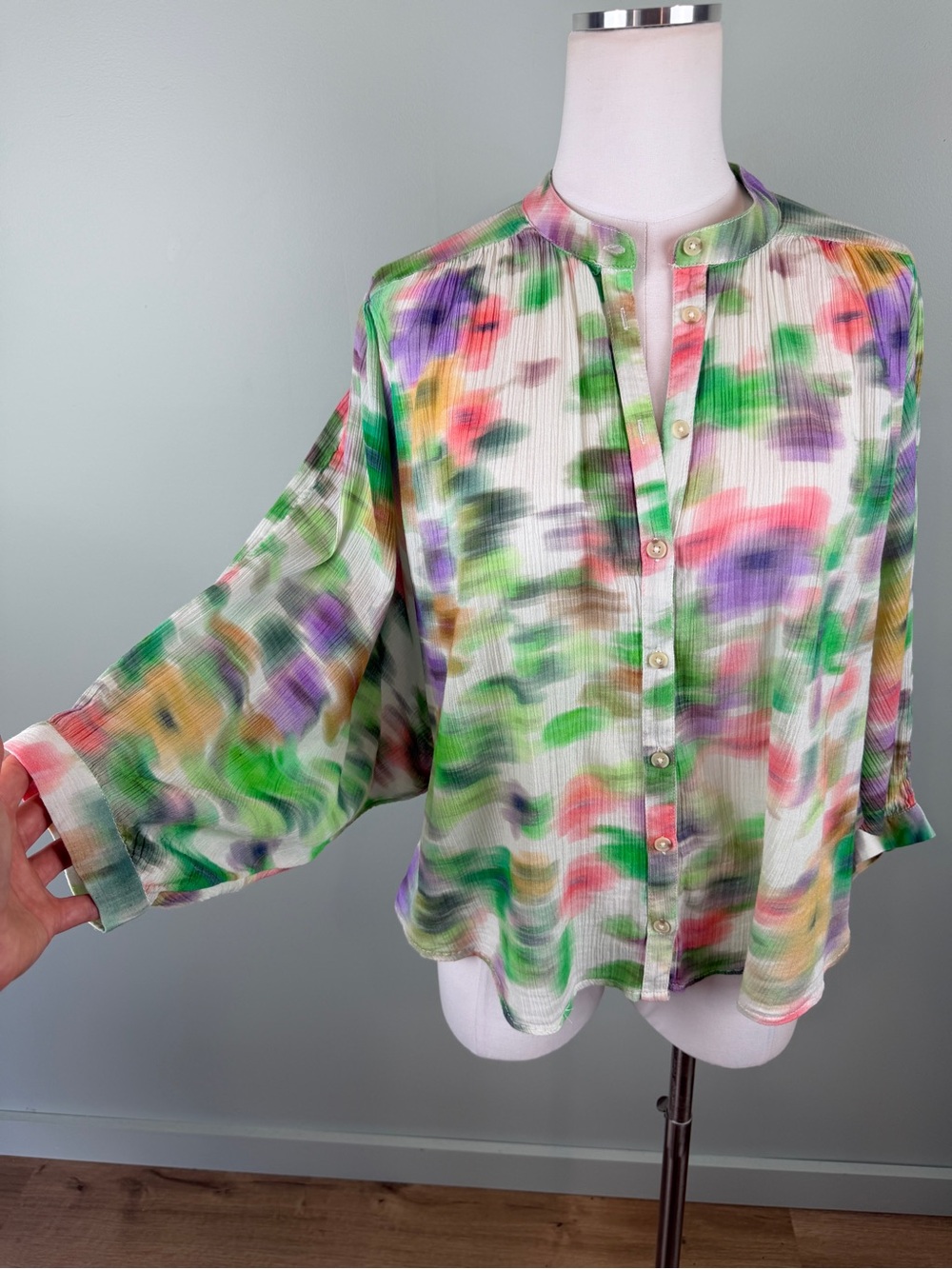 Anthropologie Pilcro Sidney blouse watercolor floral print & batwing sleeves XS